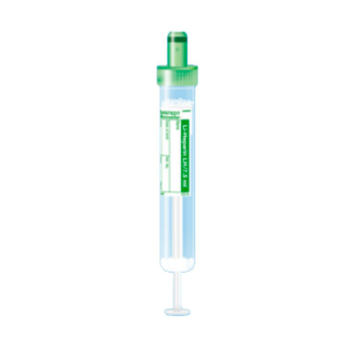 27211. TUBO DE POLIPROPILENO 7.5ML VERDE HEPARINA DE LITIO S-MONOVETTE TAPA DE ROSCA Y ETIQUETA DE PAPEL PAQUETE C/50 PIEZAS SARSTEDT