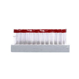 24454. TUBO DE POLIESTIRENO 10ML C/TAPA ROSCADA, ESTERIL SIN GRADUACION EN GRADILLA C/108 PIEZAS KIMA