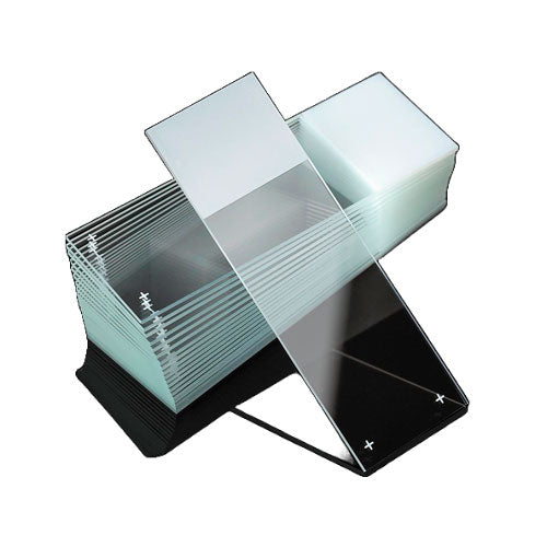 30325. PORTAOBJETOS DE VIDRIO 25X72MM BLANCO DIAMANTE C/BORDE RECTIFICADO A 90° ESMERILADO PAQUETE C/72 PIEZAS GLOBE SCIENTIFIC