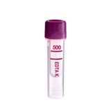 22611. TUBO DE POLIPROPILENO 500UL MICROVETTE EDTA K3, FONDO PLANO C/TAPON VIOLETA P/EXTRACCION DE SANGRE PAQUETE C/100 PIEZAS SARSTEDT