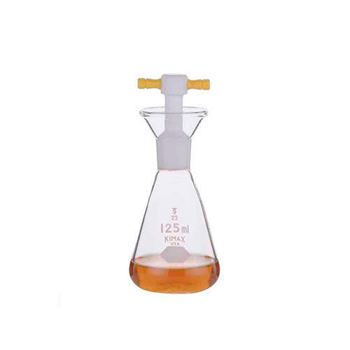 52244. MATRAZ DE VIDRIO P/DETERMINACION DE YODO C/TAPON DE TEFLÓN 125ML - KIMAX