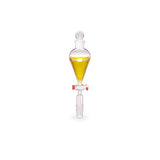 51894. EMBUDO DE SEPARACION SQUIBB DE VIDRIO 500ML FORMA PERA, JUNTA CONICA ESTANDAR 24/40 C/TAPON VIDRIO Y LLAVE DE TEFLON - KIMAX