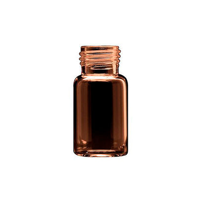 2142. VIAL VIDRIO AMBAR 10ML 23X46MM FONDO PLANO C/100 PIEZAS FINNERAN