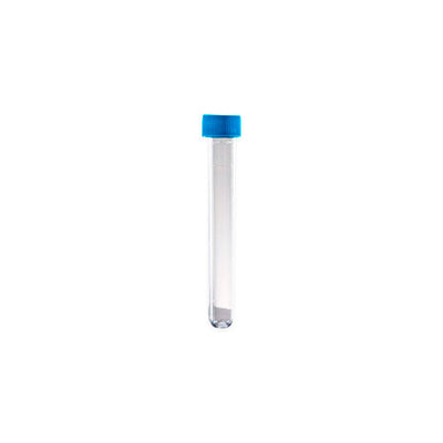 10697. TUBO DE POLIESTIRENO 8ML 13X100MM FONDO REDONDO, C/TAPON DE ROSCA, AZUL, ESTERIL PAQUETE C/125 PIEZAS FALCON