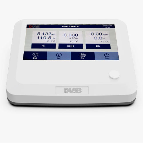 51212. MEDIDOR MULTIPARAMETRICO PH/ORP/TEMP DE MESA C/PANTALLA TACTIL, MOD. DPH100T (INCLUYE: ELECTRODO D201G, SONDA DTEMP-01 ACERO INOX, SOLUCIONES BUFFER 4, 7 Y 10, SOPORTE) DLAB