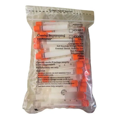 51301. VIAL CRIOGENICO (CRIOVIAL) 5ML POLIPROPILENO FONDO REDONDO TAPON SELF STANDING PAQUETE C/50 PIEZAS - CORNING