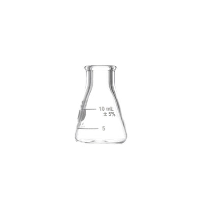 10751. MATRAZ ERLENMEYER DE VIDRIO 10ML BOCA ANGOSTA C/BORDE DE ALTA RESISTENCIA, REUSABLE PYREX
