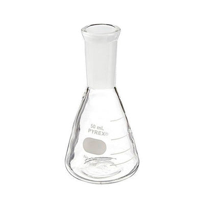 1320. MATRAZ ERLENMEYER DE VIDRIO 50ML BOCA ANGOSTA JUNTA 19/38 - PYREX