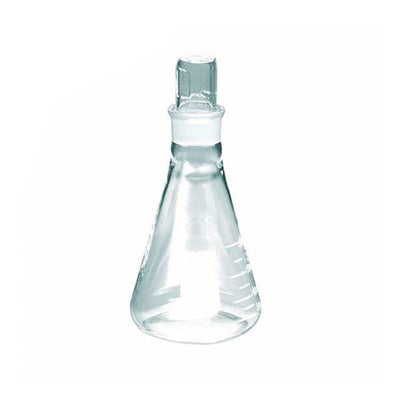 1319. MATRAZ ERLENMEYER DE VIDRIO 25ML BOCA ANGOSTA C/TAPON ESMERILADO - PYREX