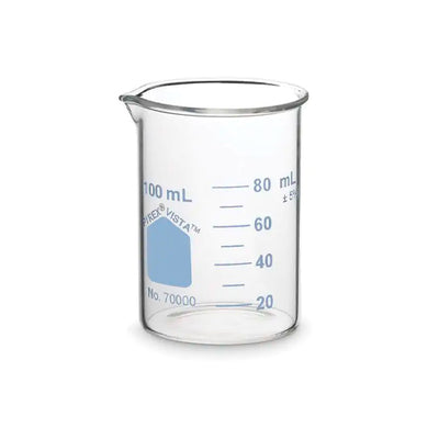 15023. VASO DE PRECIPITADO DE VIDRIO 100ML FORMA BAJA GRADUADO PAQUETE C/10 PIEZAS - PYREX VISTA