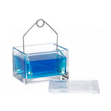 4301. CAJA DE TINCION DE VIDRIO P/20 PREPARACIONES C/TAPA Y CANASTILLA - WHEATON