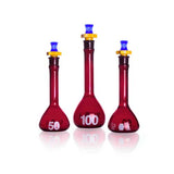 24191. MATRAZ VOLUMETRICO DE VIDRIO AMBAR 1000ML CLASE A, RAY-SORB, BOCA ANCHA C/TAPON DE POLIETILENO KIMAX