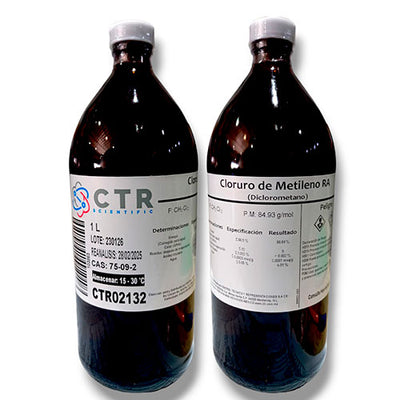 50976. CLORURO DE METILENO (DICLOROMETANO) RA VIDRIO AMBAR 1LT - CTR
