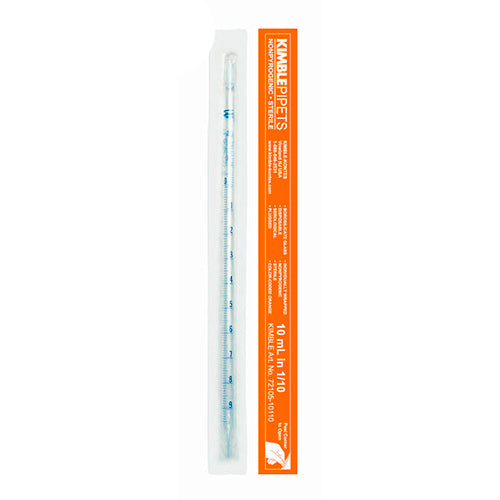 10933. PIPETA SEROLOGICA DE VIDRIO 10ML(1/10) DESECHABLE NO ESTERIL CODIGO COLOR NARANJA C/100, 72120-10110 KIMAX