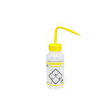22208. PIZETA (FRASCO LAVADOR) 250ML ISOPROPANOL, BOCA ANCHA SALIDA SUPERIOR C/TAPA AMARILLA, LDPE BEL-ART