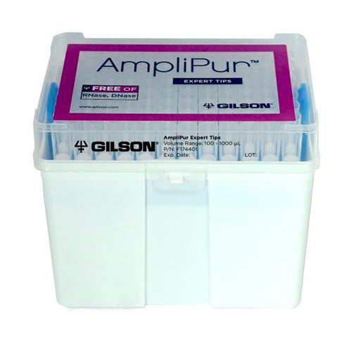 30314. PUNTAS 100-1000UL CLARAS C/FILTRO LIBRES DE RNASA-DNASE AMPLIPUR EXPERT CAJA C/960 PIEZAS GILSON