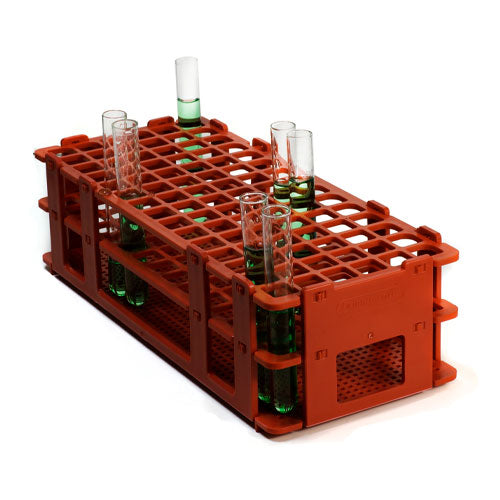 30377. GRADILLA P/90 TUBOS DE ENSAYE 10-13MM, POLIPROPILENO ROJO BEL-ART