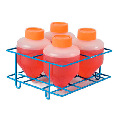 30389. GRADILLA P/4 TUBOS DE CENTRIFUGA 500ML POXYGRID AZUL BEL-ART
