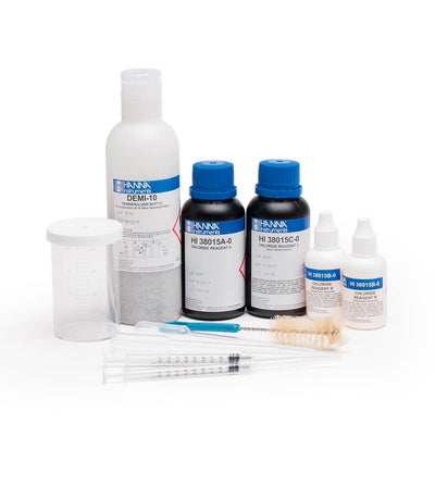 55042. TEST KIT P/CLORURO DE INTERVALO AMPLIO 500-10000MG/L Y 5000-100000MG/L P/100 PRUEBAS HANNA