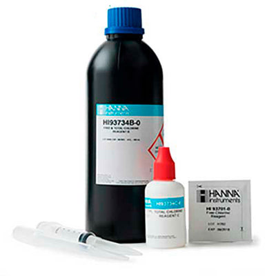 50602. REACTIVOS P/DETERMINACION COLORIMETRICA DE CLORO LIBRE Y TOTAL INTERVALO ALTO 100 PRUEBAS HANNA
