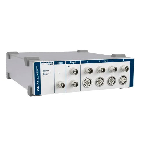 53824. SISTEMA DE ADQUISICION DE DATOS POWERLAB 4/35 ES UN REGISTRADOR DE 4 CANALES Y RESOLUCION DE 16 BITS C/GANANCIA PROGRAMABLE, 4 ENTRADAS ANALOGICAS OPCIONALES DE UN SOLO EXTREMO (BNC) - AD INSTRUMENTS