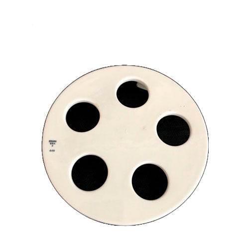 24004. PLACA DE PORCELANA P/DESECADOR 5 AGUJEROS C/3 PATAS, DIAMETRO EXTERIOR 142MM COORS