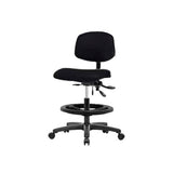 52563. SILLA DE BANCO DE ALTURA DE VINILO AZUL C/BASE DE NYLON NEGRA, SIN INCLINACION DE BRAZO, ANILLO DE PIE NEGRO - ECOM SEATING