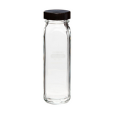 2894. BOTELLA DE VIDRIO P/DILUCION DE LECHE 160ML GRADUADA BOCA ANCHA C/TAPON DE ROSCA PYREX