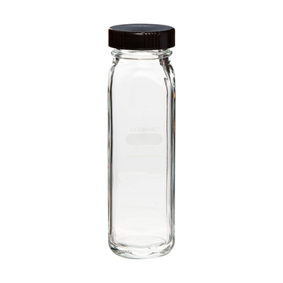 2894. BOTELLA DE VIDRIO P/DILUCION DE LECHE 160ML GRADUADA BOCA ANCHA C/TAPON DE ROSCA PYREX
