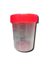 51548. VASO RECOLECTOR 100ML NO ESTERIL C/TAPA ROJA C/80 PIEZAS - PLASTIC WORLD