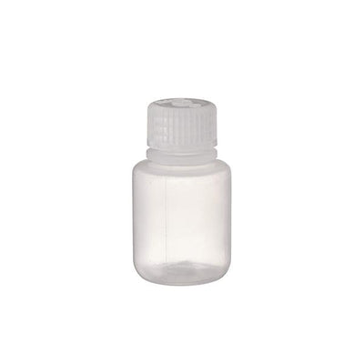1603. FRASCO POLIPROPILENO 30ML TIPO BOSTON, BOCA ANGOSTA C/TAPON DE ROSCA PP, TRANSPARENTE, NO ESTERIL PAQUETE C/5 PIEZAS NALGENE