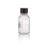 5855. FRASCO VIDRIO CLARO 125ML BOCA ANGOSTA GRADUADO C/TAPA FENOLICA C/LINER PTFE C/2 WHEATON