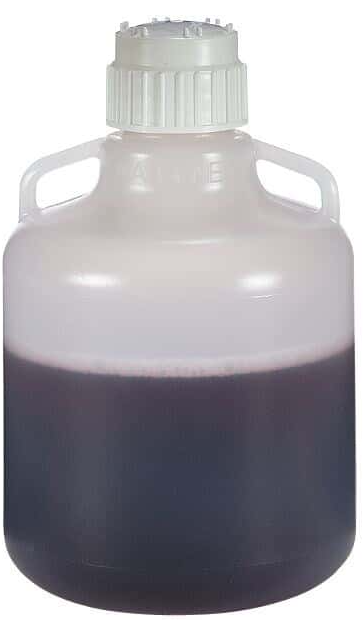 6294. GARRAFON (BIDON) DE POLIPROPILENO 10LT C/ASAS Y TAPON DE ROSCA, AUTOCLAVABLE - NALGENE