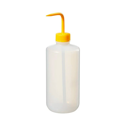 11115. PIZETA (FRASCO LAVADOR) 500ML BOCA ANGOSTA SALIDA SUPERIOR C/TAPA AMARILLA LDPE NALGENE