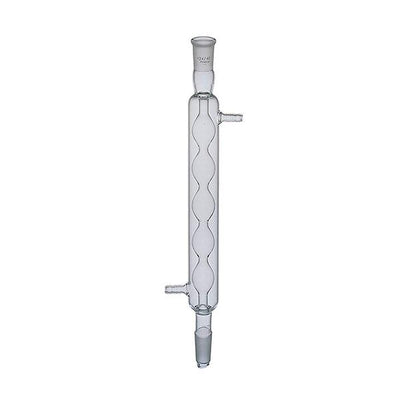 1105. CONDENSADOR DE VIDRIO ALLIHN DE BULBOS 200MM JUNTA HEMBRA/MACHO 19/38 - PYREX