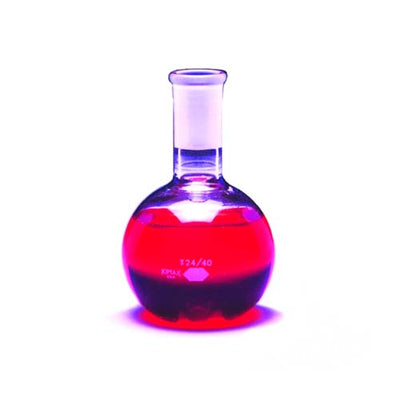 20316. MATRAZ DE EBULLICION DE VIDRIO 125ML FONDO PLANO UNION ESMERILADA 24/40 - KIMAX
