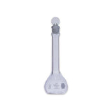 14211. MATRAZ VOLUMETRICO DE VIDRIO 50ML CLASE A CERTIFICADO LOTE, DECORADO AZUL C/TAPON DE VIDRIO - KIMAX
