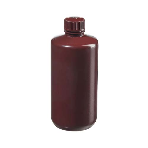 13693. FRASCO DE POLIETILENO ALTA DENSIDAD 500ML AMBAR BOCA ANGOSTA C/TAPON DE ROSCA DE POLIPROPILENO PAQUETE C/5 PIEZAS - NALGENE