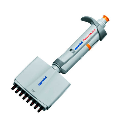 55672. MICROPIPETA MULTICANAL 12 CANALES VOLUMEN VARIABLE 30-300UL RESEARCH PLUS AUTOCLAVABLE, BOTON NARANJA EPPENDORF