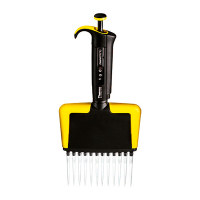 3739. MICROPIPETA MULTICANAL 12 CANALES VOLUMEN VARIABLE 1-10UL F2 AMARILLO - FINNPIPETTE