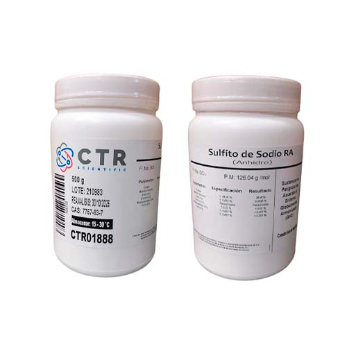 50920. SULFITO DE SODIO ANHIDRO RA PLASTICO 500GR - CTR
