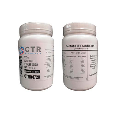 50959. SULFATO DE SODIO ANHIDRO RA PLASTICO 500GR - CTR