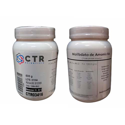 50967. MOLIBDATO DE AMONIO TETRAHIDRATADO RA PLASTICO 500GR - CTR
