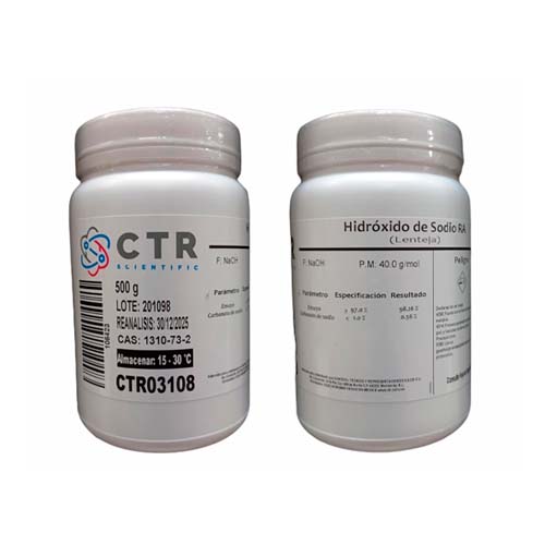50952. HIDROXIDO DE SODIO LENTEJAS RA PLASTICO 500GR - CTR