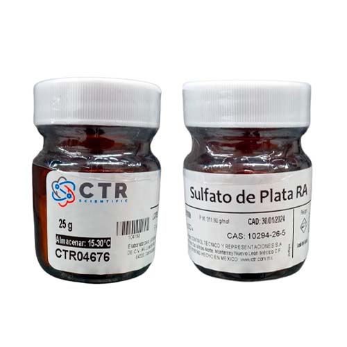 20208. SULFATO DE PLATA RA VIDRIO AMBAR 25GR CTR