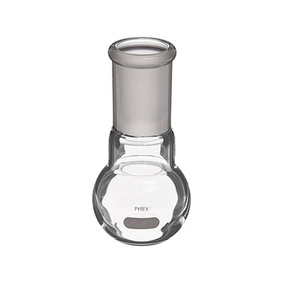 11520.MATRAZ DE EBULLICION DE VIDRIO 50ML FONDO PLANO CUELLO CORTO UNION ESMERILADA 24/40 - PYREX
