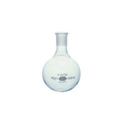 15159. MATRAZ DE EBULLICION DE VIDRIO 100ML FONDO REDONDO UNION ESMERILADA 14/20 - PYREX
