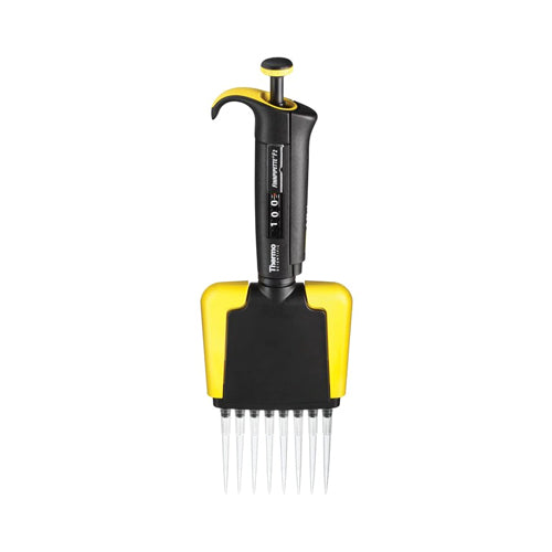 3692. MICROPIPETA MULTICANAL 8 CANALES VOLUMEN VARIABLE 5-50UL F2 AMARILLO - FINNPIPETTE