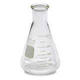 2905. MATRAZ ERLENMEYER DE VIDRIO 300ML BOCA ANGOSTA C/BORDE DE ALTA RESISTENCIA, REUSABLE PYREX
