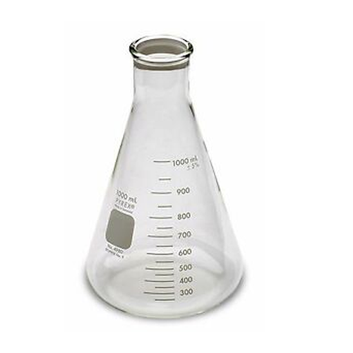 50565. MATRAZ ERLENMEYER DE VIDRIO 1LT BOCA ANGOSTA C/BORDE DE ALTA RESISTENCIA - PYREX